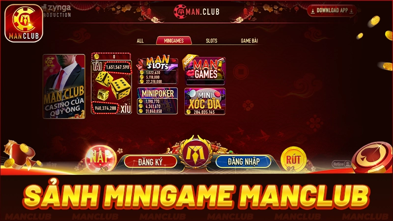 Sảnh minigame với nhiều lựa chọn chơi nhanh, thắng lớn trong 60 giây