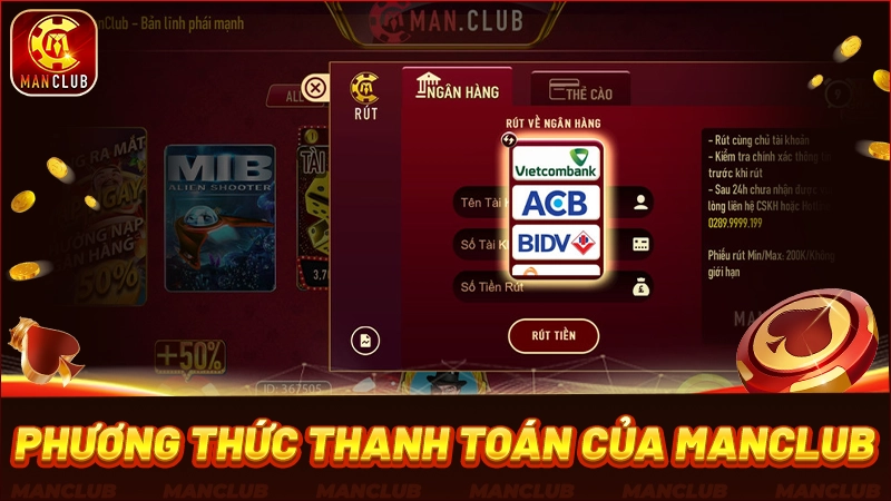 Hệ thống phương thức thanh toán của Manclub
